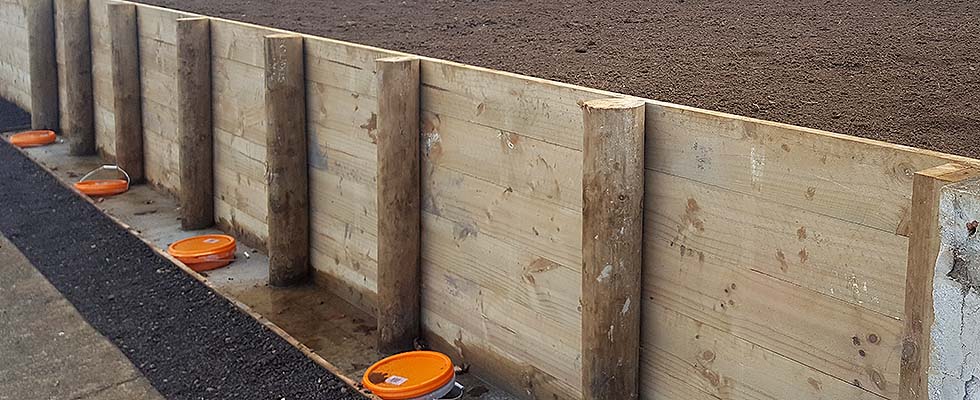 New Timber Retaining Wall with Planter Area and Backfilled